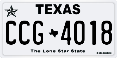 TX license plate CCG4018