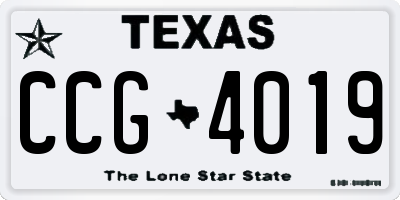 TX license plate CCG4019