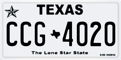 TX license plate CCG4020