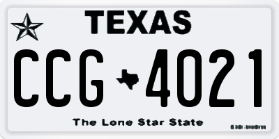 TX license plate CCG4021
