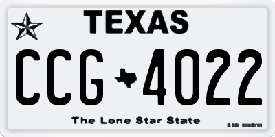 TX license plate CCG4022