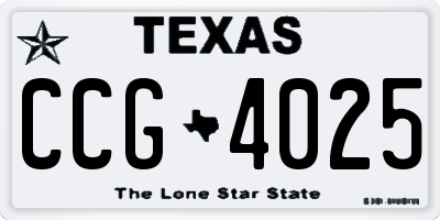 TX license plate CCG4025