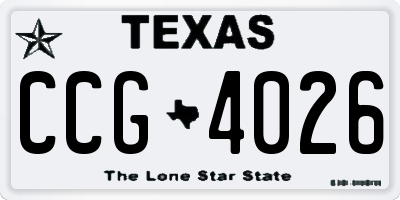 TX license plate CCG4026