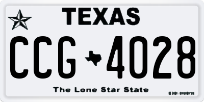 TX license plate CCG4028