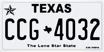 TX license plate CCG4032