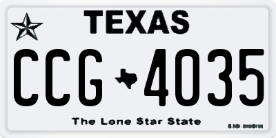 TX license plate CCG4035