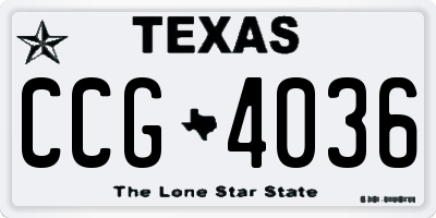 TX license plate CCG4036