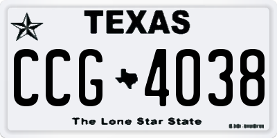 TX license plate CCG4038