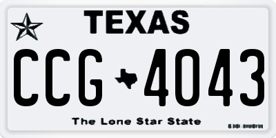 TX license plate CCG4043