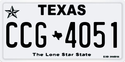 TX license plate CCG4051