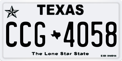 TX license plate CCG4058