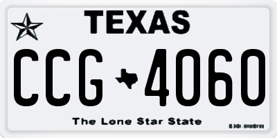 TX license plate CCG4060