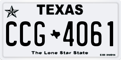 TX license plate CCG4061