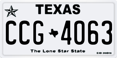 TX license plate CCG4063