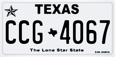 TX license plate CCG4067