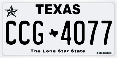 TX license plate CCG4077