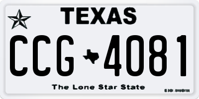 TX license plate CCG4081