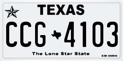 TX license plate CCG4103