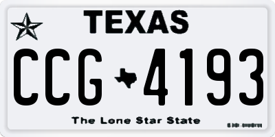 TX license plate CCG4193
