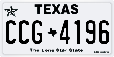 TX license plate CCG4196