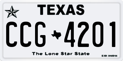 TX license plate CCG4201