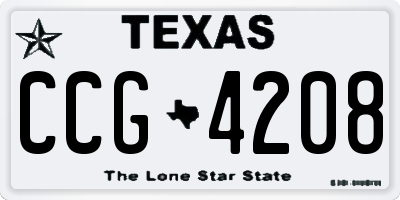 TX license plate CCG4208