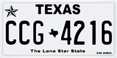 TX license plate CCG4216