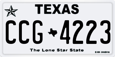 TX license plate CCG4223