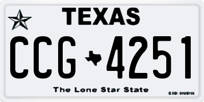 TX license plate CCG4251
