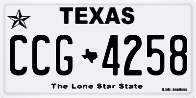 TX license plate CCG4258