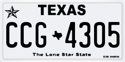TX license plate CCG4305