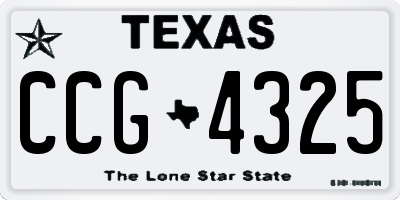 TX license plate CCG4325