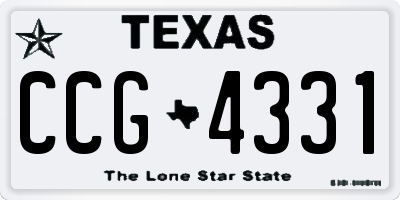 TX license plate CCG4331