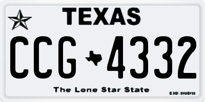 TX license plate CCG4332