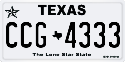 TX license plate CCG4333