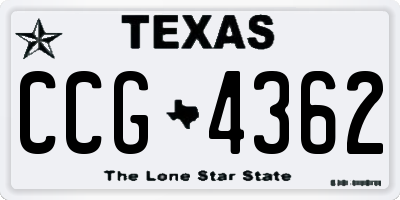 TX license plate CCG4362