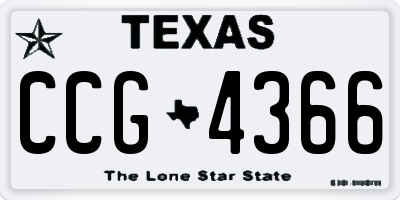 TX license plate CCG4366