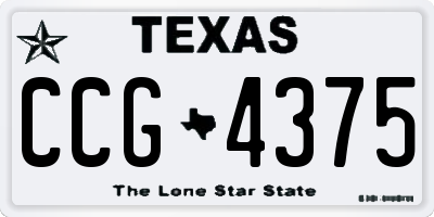 TX license plate CCG4375