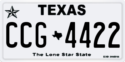 TX license plate CCG4422