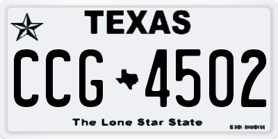 TX license plate CCG4502