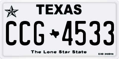 TX license plate CCG4533