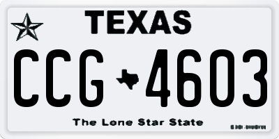 TX license plate CCG4603