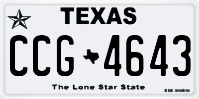 TX license plate CCG4643