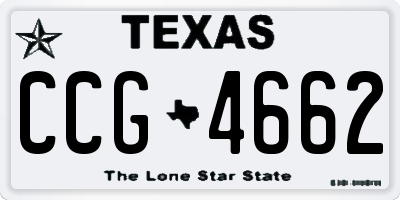 TX license plate CCG4662
