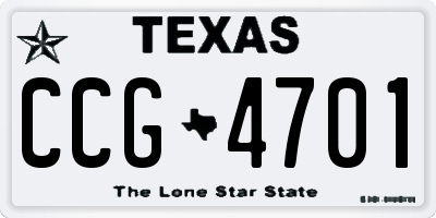 TX license plate CCG4701