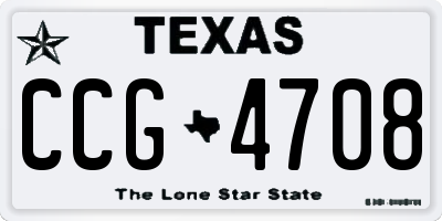 TX license plate CCG4708