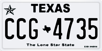 TX license plate CCG4735
