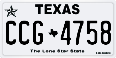 TX license plate CCG4758
