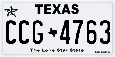 TX license plate CCG4763
