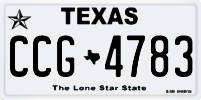 TX license plate CCG4783